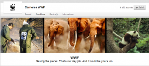 Bannière du WWF sur LinkedIn. Marque Employeur en action en vue de recruter