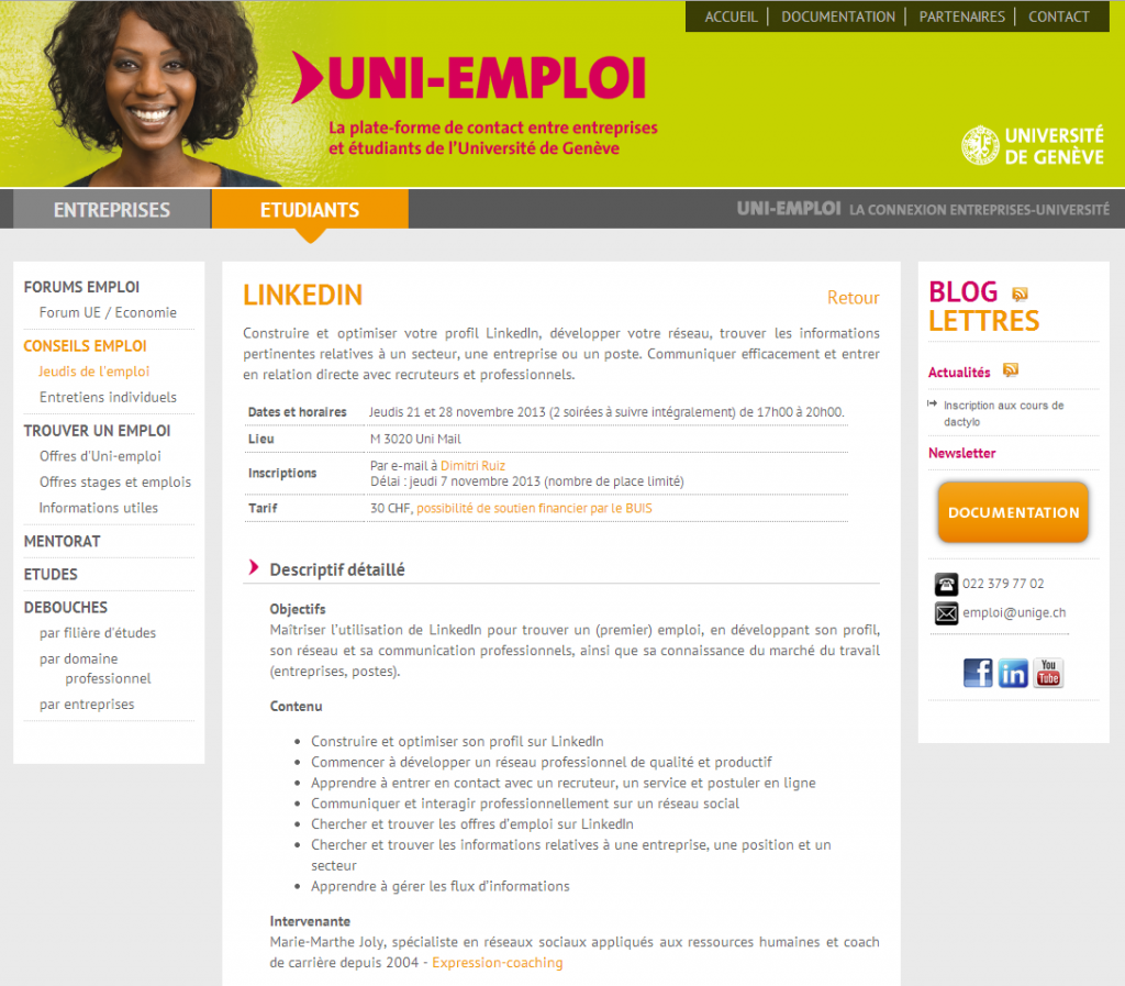 Atelier LinkedIn Uni-emploi UNIGE